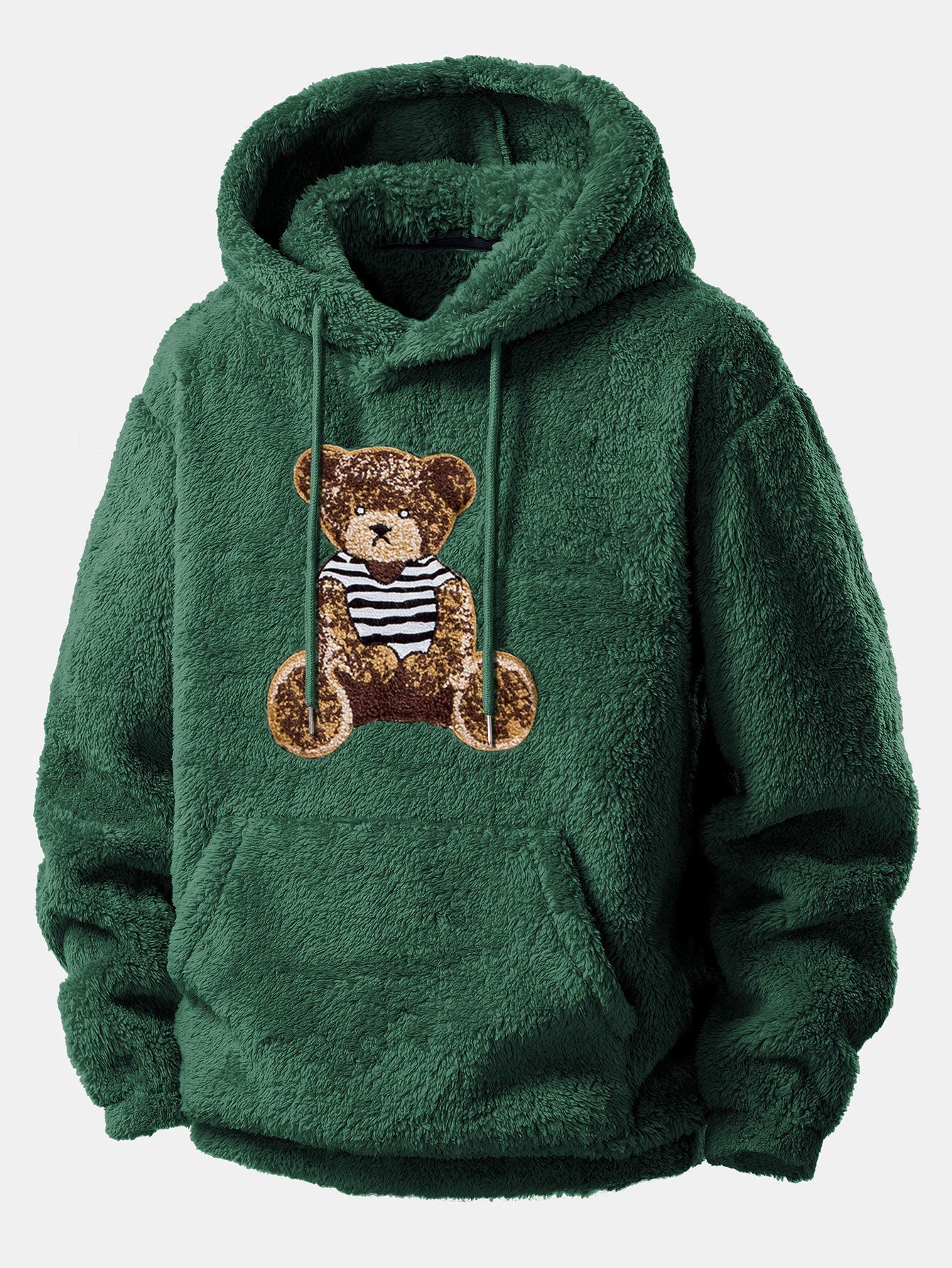 Bear Embroidered Patch Teddy Hoodie & Teddy Jogger Pants