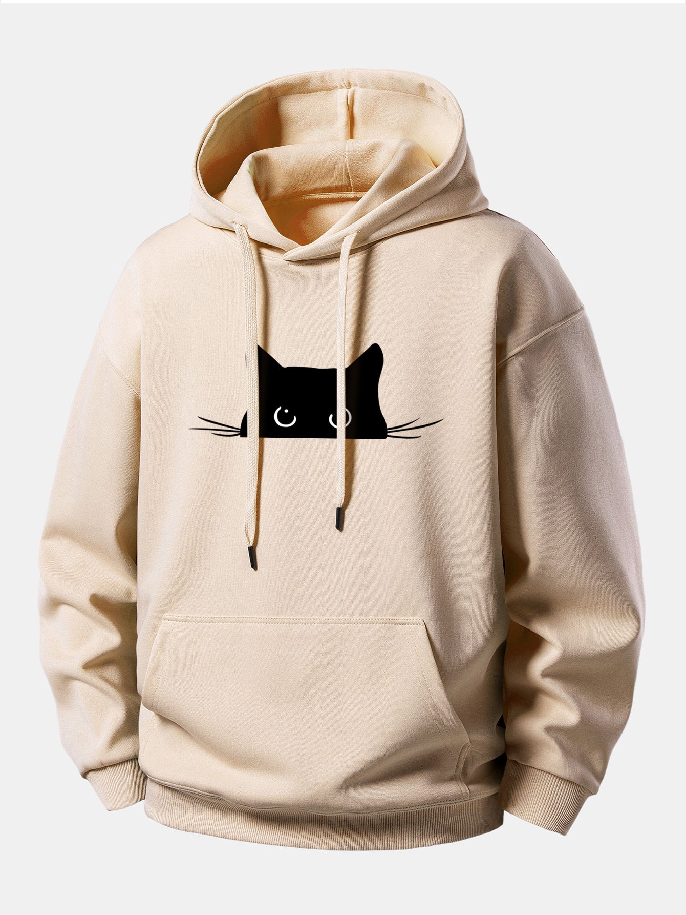 Black Cat Print Relax Fit Hoodie