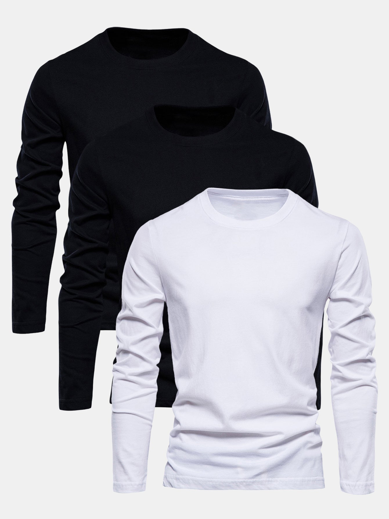 3 Pieces Basic Long Sleeve Cotton T-Shirts