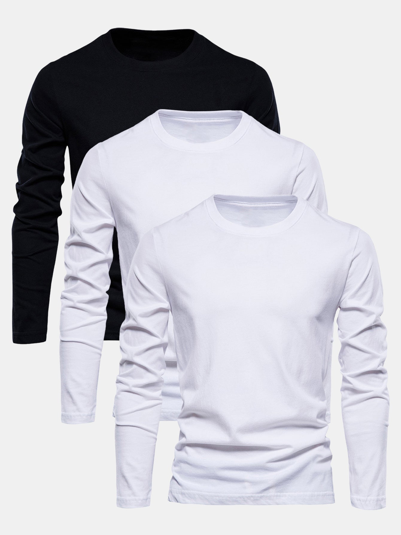 3 Pieces Basic Long Sleeve Cotton T-Shirts