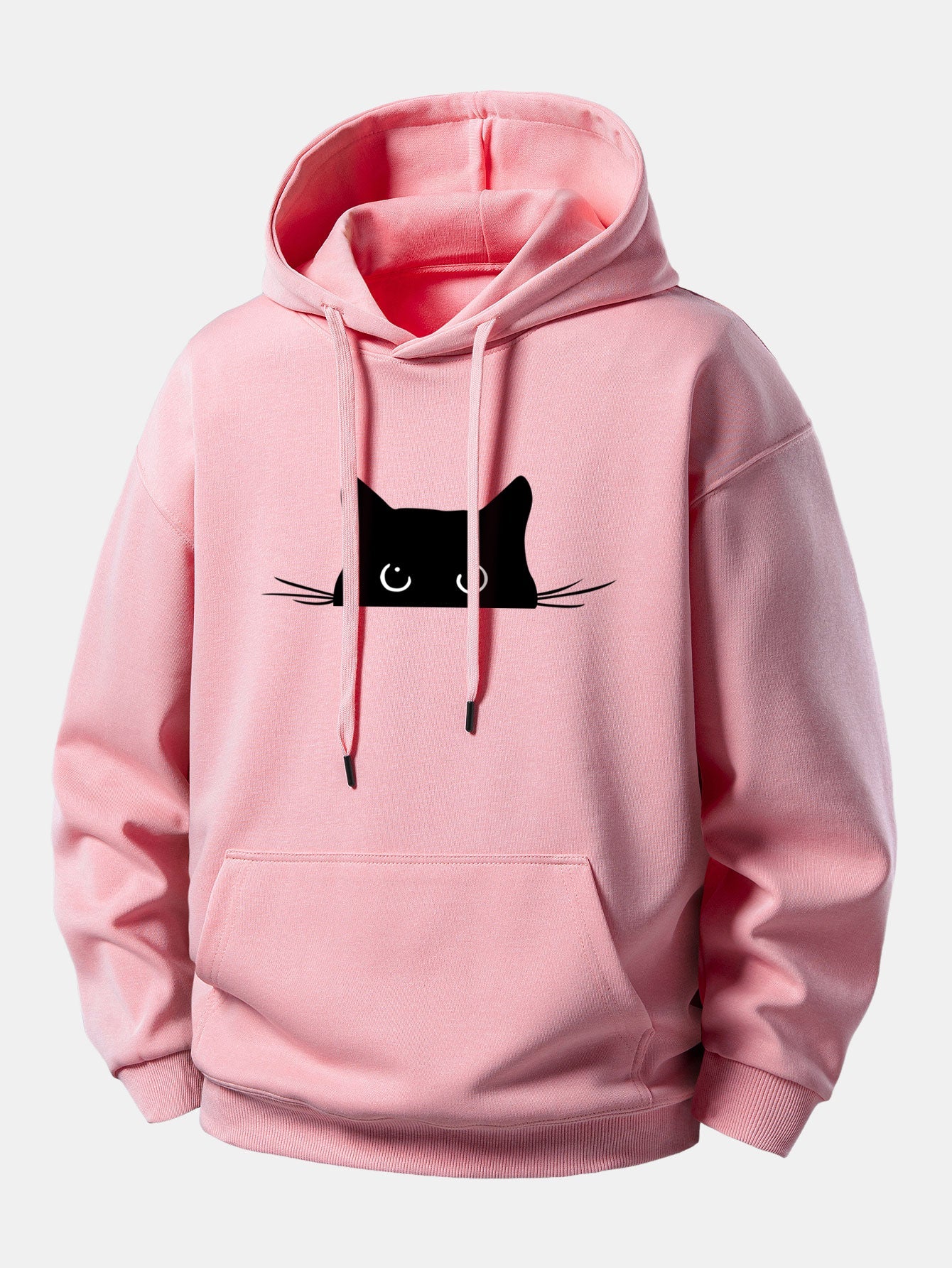 Black Cat Print Relax Fit Hoodie