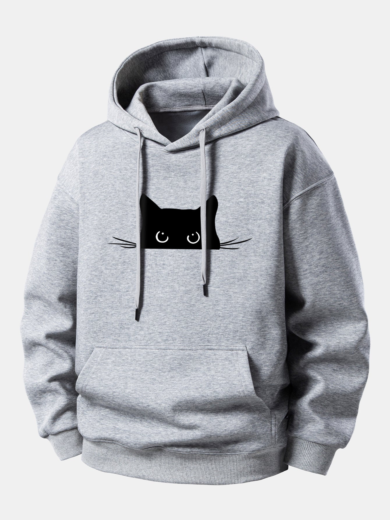 Black Cat Print Relax Fit Hoodie