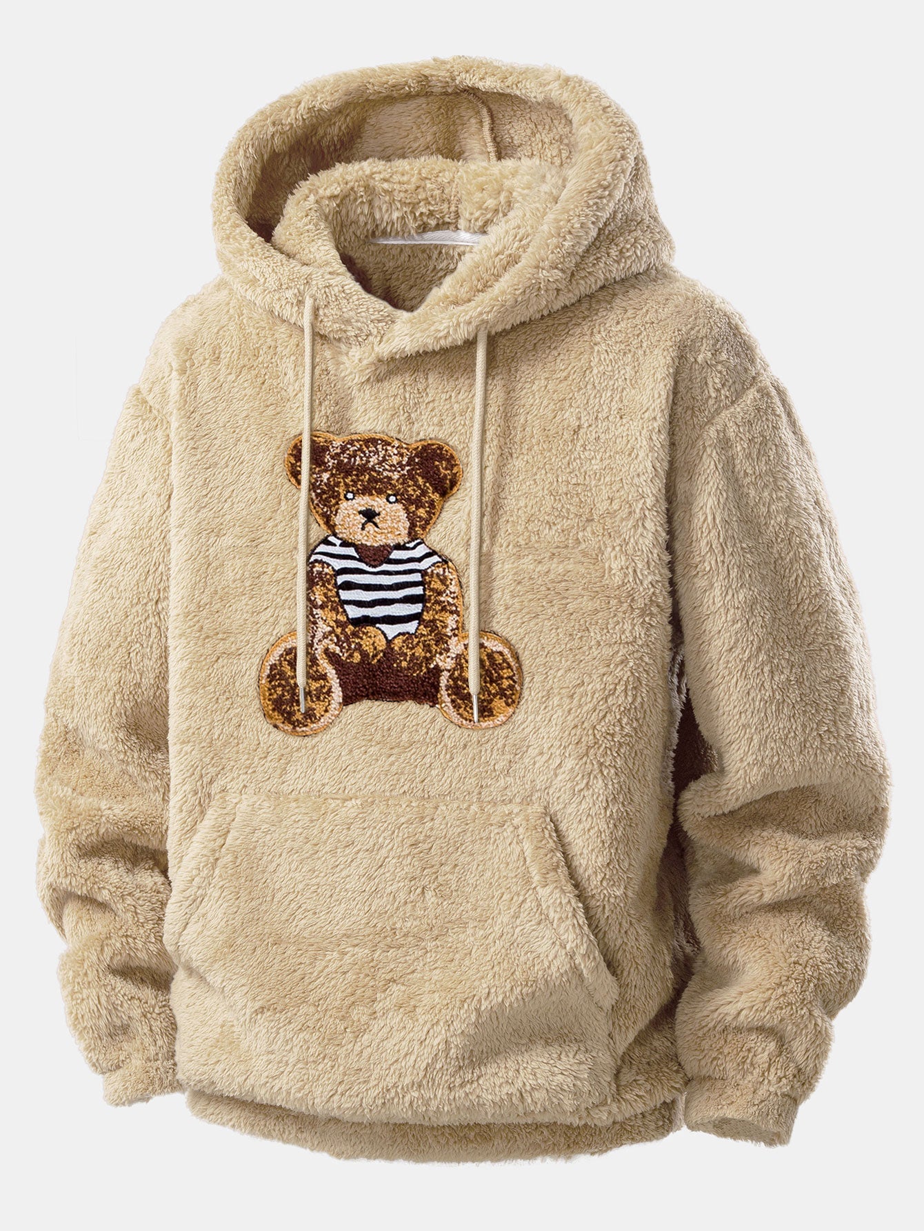 Bear Embroidered Patch Teddy Hoodie & Teddy Jogger Pants