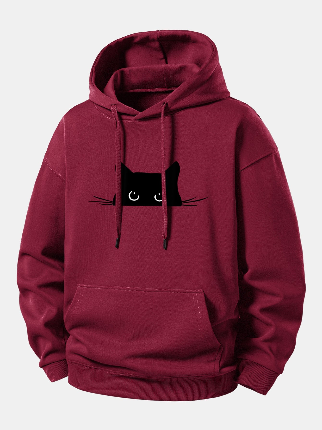 Black Cat Print Relax Fit Hoodie