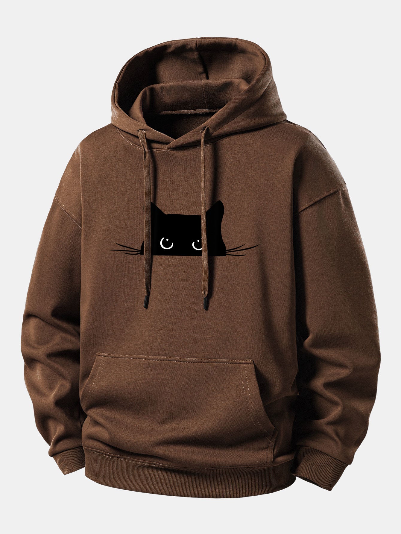 Black Cat Print Relax Fit Hoodie