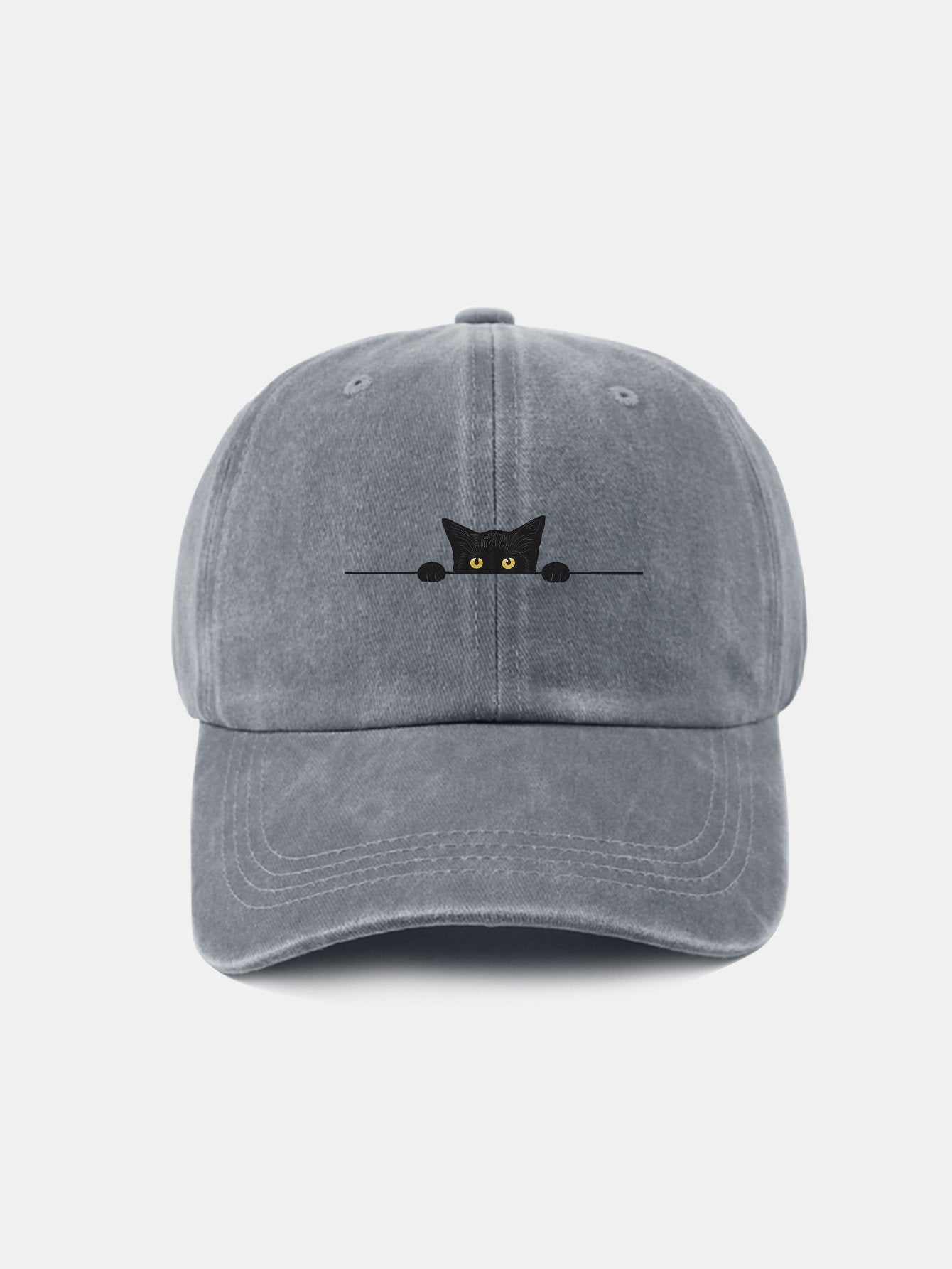 Black Cat Pattern Classic Retro Washed Distressed Cotton Baseball Cap