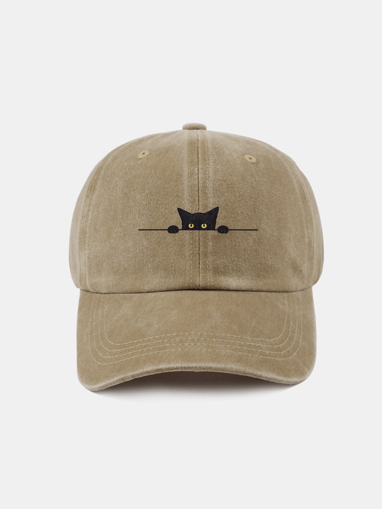Black Cat Pattern Classic Retro Washed Distressed Cotton Baseball Cap