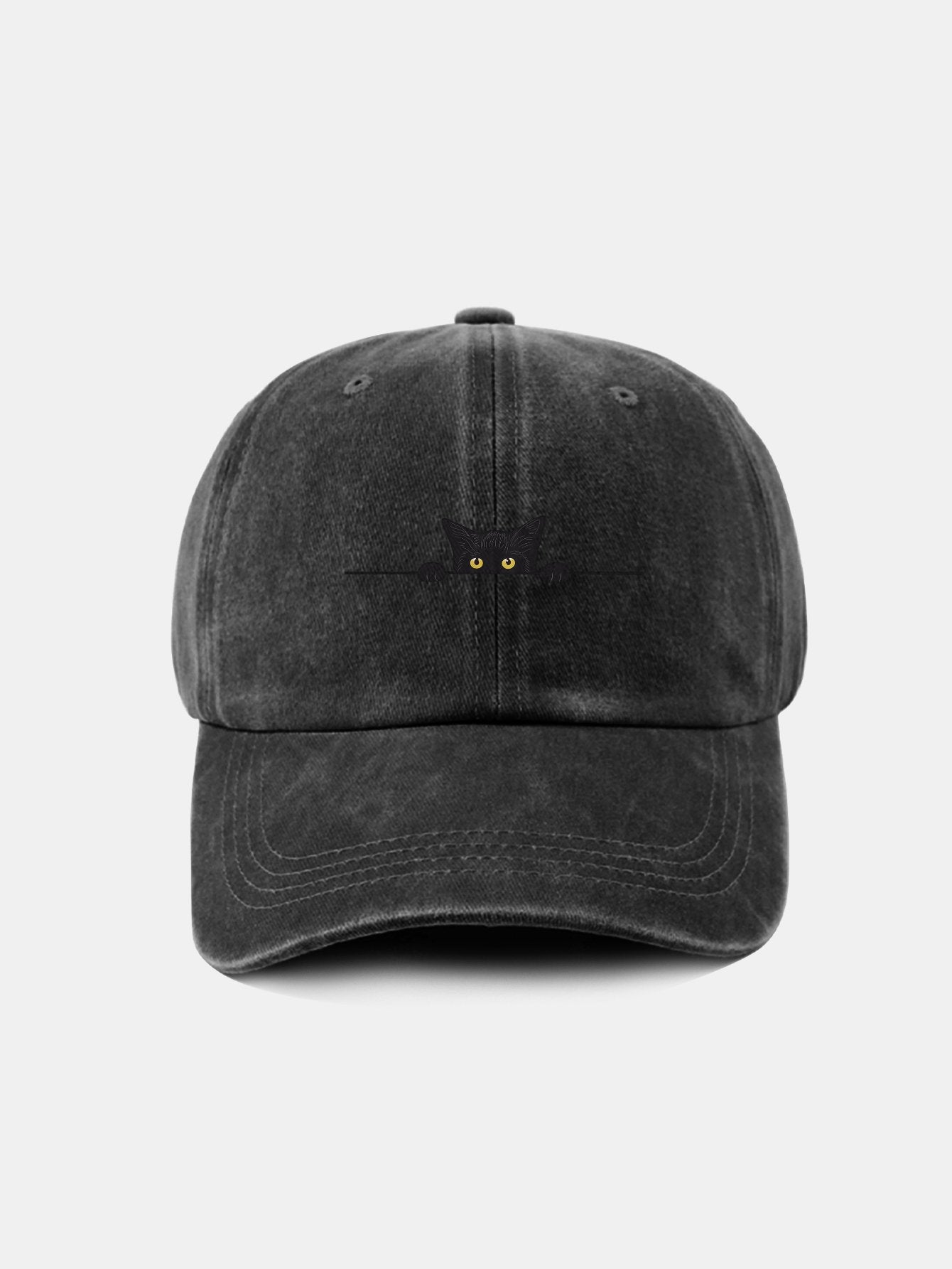 Black Cat Pattern Classic Retro Washed Distressed Cotton Baseball Cap