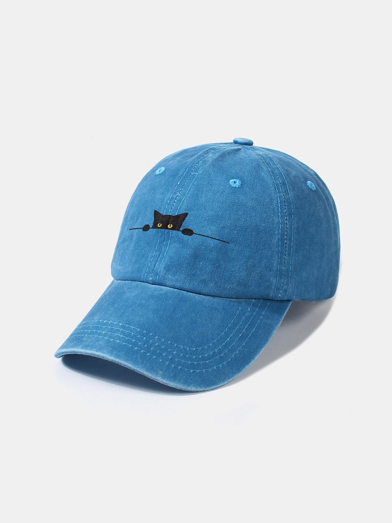 Black Cat Pattern Classic Retro Washed Distressed Cotton Baseball Cap
