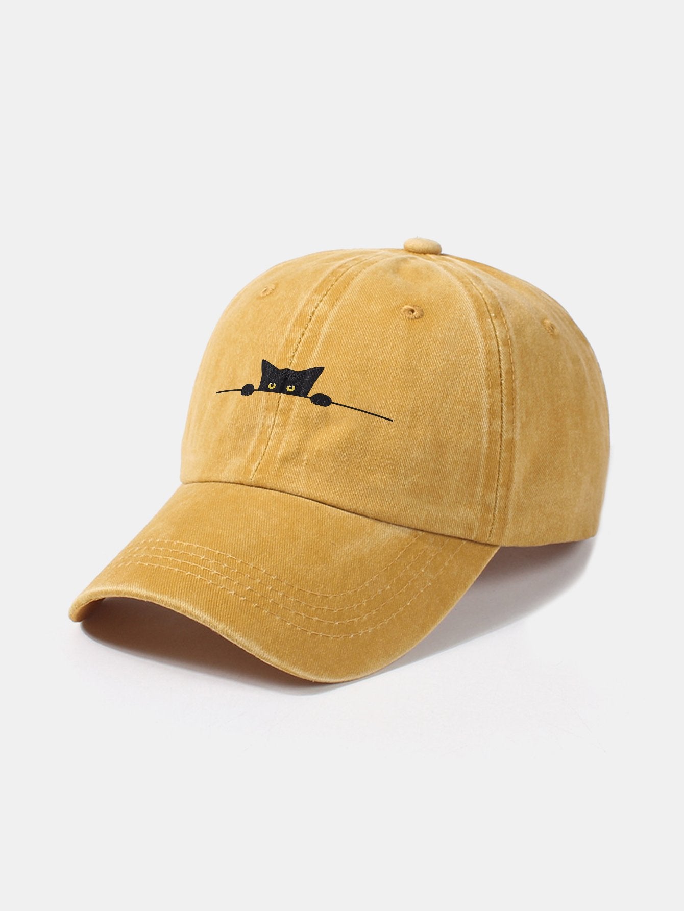 Black Cat Pattern Classic Retro Washed Distressed Cotton Baseball Cap