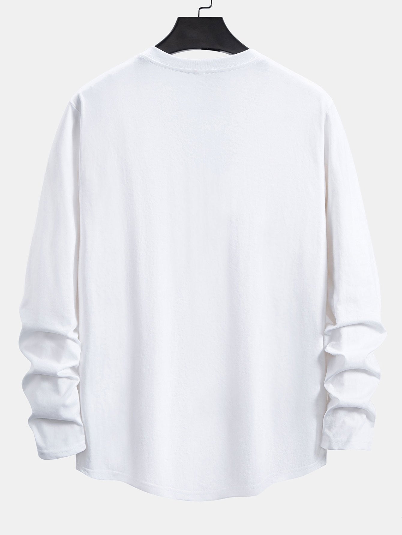 Basic Long Sleeve Cotton Arc Hem T-Shirt